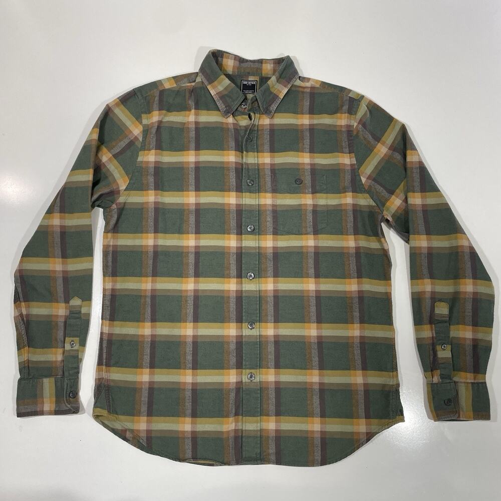 Todd Snyder Shirt Men’s Large Green Plaid Flannel Button Up Long Sleeve Cotton